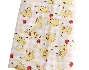 Cute Japanese Fabric, Pikachu Fabric, Polyester and Cotton fabric, 70% cotton, Monster Fabric ,Sewing by the 1/2 yard