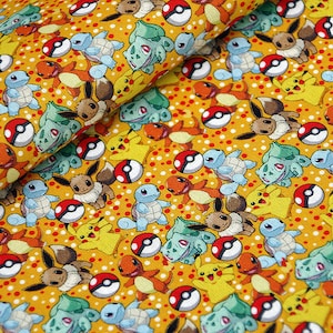 Słodka japońska tkanina, tkanina Pikachu, koreańska tkanina anime, 100% bawełniana tkanina, tkanina z kreskówek, tkanina Monster, szycie na 1/2 jarda