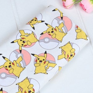 Cute Japanese Fabric, Pikachu Fabric, Korea Anime Fabric, 100% Cotton Fabric, Cartoon Fabric, Monster Fabric ,Sewing by the 1/2 yard