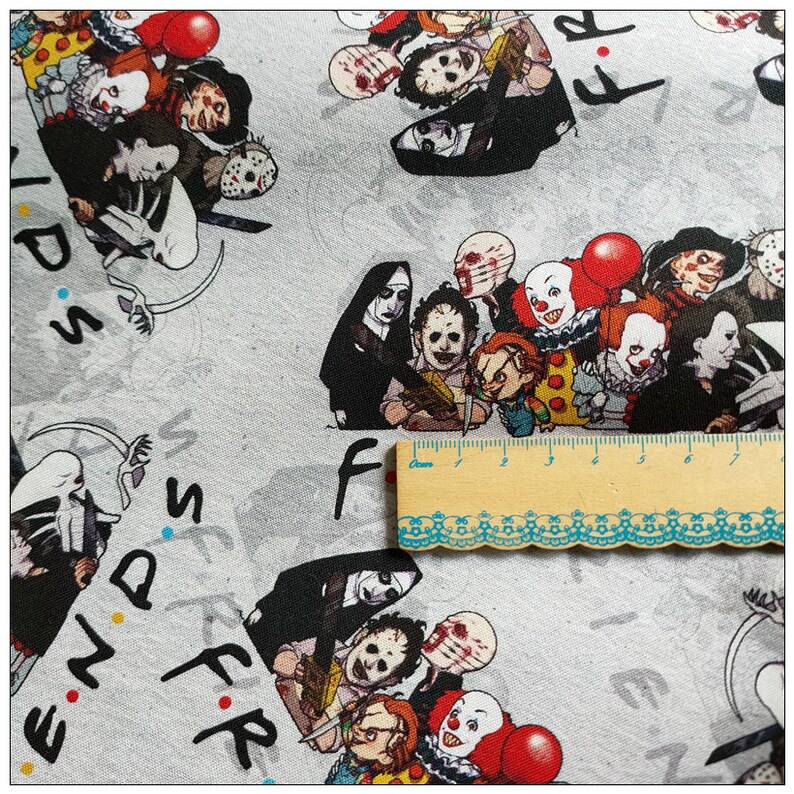 Jason Repeating Pattern Halloween Fabric, Gothic Fabric, Jason Fabric, Freddy Fabric, Chucky ...