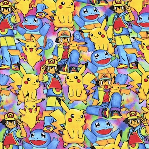 Cute Japanese Fabric, Pikachu Fabric, Korea Anime Fabric, 100% Cotton Fabric, Cartoon Fabric, Monster Fabric ,Sewing by the 1/2 yard