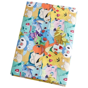 Słodka japońska tkanina, tkanina Pikachu, koreańska tkanina anime, 100% bawełniana tkanina, tkanina z kreskówek, tkanina Monster, szycie na 1/2 jarda