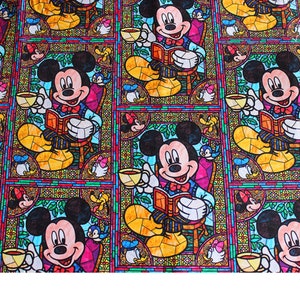 Disney Cotton Fabric 44&quot; Wide Cartoon CharacterMickey Minnie Mouse Fabric Disney Anime Cartoon Cotton Fabric By The Half Yard
