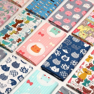 Katze Baumwolle Stoffreste,Kawaii Stoffreste,Cartoon Stoffreste, Stoff Scrap Tasche,Reststoff Bundle