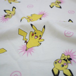 Słodka japońska tkanina, tkanina Pikachu, koreańska tkanina anime, 100% bawełniana tkanina, tkanina z kreskówek, tkanina Monster, szycie na 1/2 jarda