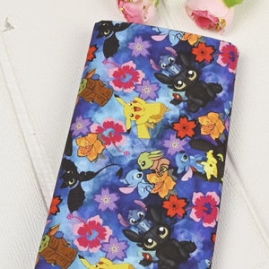 Cute Japanese Fabric, Pikachu Fabric, Korea Anime Fabric, 100% Cotton Fabric, Cartoon Fabric, Monster Fabric ,Sewing by the 1/2 yard