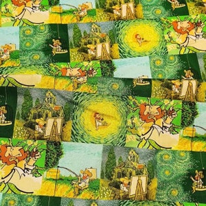 Noche estrellada Van Gogh tela dibujos animados 100% pintura al óleo tela de algodón por medio patio
