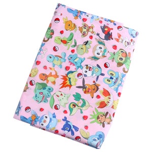 Cute Japanese Fabric, Pikachu Fabric, Polyester and Cotton fabric, 70% cotton, Monster Fabric ,Sewing by the 1/2 yard