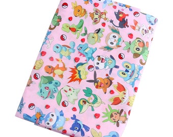 Cute Japanese Fabric, Pikachu Fabric, Polyester and Cotton fabric, 70% cotton, Monster Fabric ,Sewing by the 1/2 yard