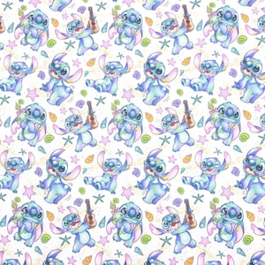 Tkanina Disney Characters Fabric Stitch Fabric - Tkanina Lilo & Stitch - Tkanina bawełniana z motywem kreskówek - TKANINY pikujące - Na pół jarda