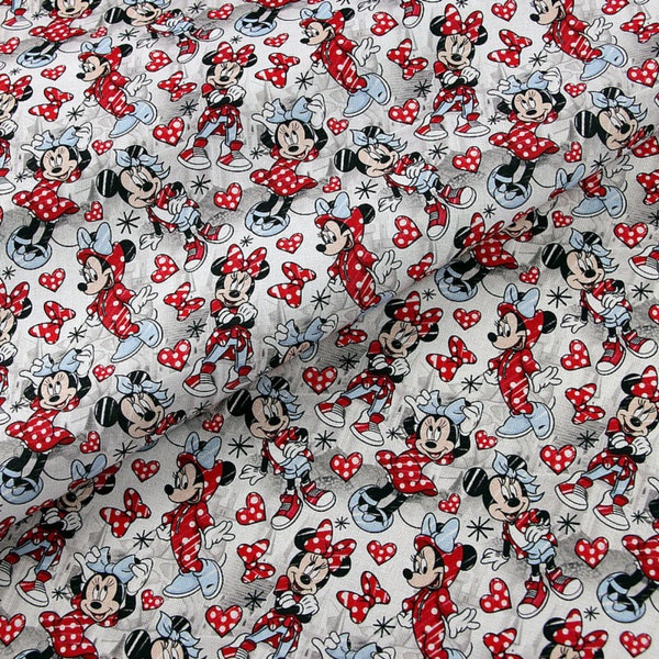 Disney Cotton Fabric 44" Wide Cartoon CharacterMickey Minnie Mouse Fabric Disney Anime Cartoon Cotton Fabric By The Half Yard