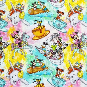 Disney Cotton Fabric 44&quot; Wide Cartoon CharacterMickey Minnie Mouse Fabric Disney Anime Cartoon Cotton Fabric By The Half Yard