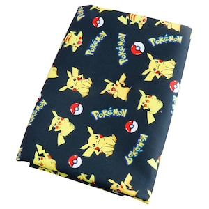 Cute Japanese Fabric, Pikachu Fabric, Polyester and Cotton fabric, 70% cotton, Monster Fabric ,Sewing by the 1/2 yard