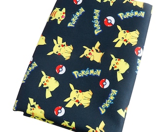 Cute Japanese Fabric, Pikachu Fabric, Polyester and Cotton fabric, 70% cotton, Monster Fabric ,Sewing by the 1/2 yard