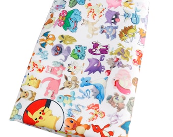 Cute Japanese Fabric, Pikachu Fabric, Polyester and Cotton fabric, 70% cotton, Monster Fabric ,Sewing by the 1/2 yard