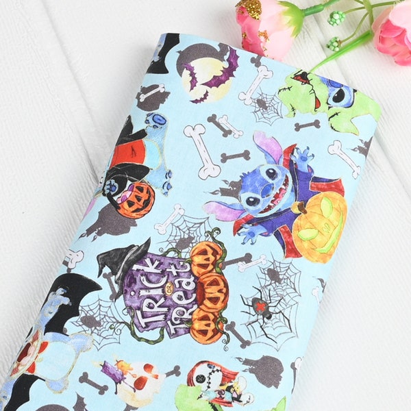 Disney Characters Fabric Stitch Fabric - Lilo & Stitch Fabric - Cartoon Cotton Fabric - Quilting FABRICS - By the Half Yard