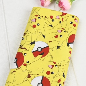 Cute Japanese Fabric, Pikachu Fabric, Korea Anime Fabric, 100% Cotton Fabric, Cartoon Fabric, Monster Fabric ,Sewing by the 1/2 yard