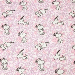 Rosa Snoopy Stoff Rosa Rosen Baumwollstoff Cartoon Anime Baumwollstoff Halbe Meter