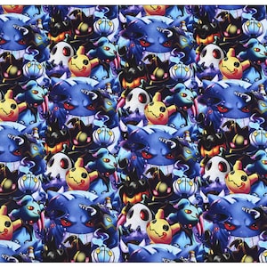 Cute Japanese Fabric, Pikachu Fabric, Korea Anime Fabric, 100% Cotton Fabric, Cartoon Fabric, Monster Fabric ,Sewing by the 1/2 yard