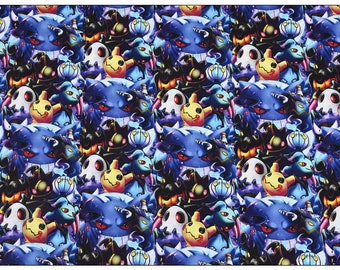 Cute Japanese Fabric, Pikachu Fabric, Korea Anime Fabric, 100% Cotton Fabric, Cartoon Fabric, Monster Fabric ,Sewing by the 1/2 yard
