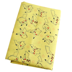 Cute Japanese Fabric, Pikachu Fabric, Polyester and Cotton fabric, 70% cotton, Monster Fabric ,Sewing by the 1/2 yard