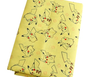 Cute Japanese Fabric, Pikachu Fabric, Polyester and Cotton fabric, 70% cotton, Monster Fabric ,Sewing by the 1/2 yard