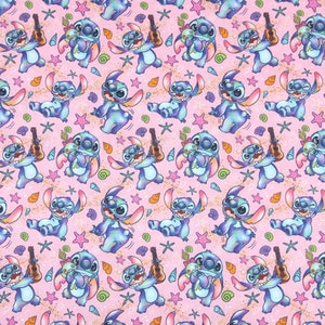 Disney Characters Fabric Stitch Fabric - Lilo & Stitch Fabric - Cartoon Cotton Fabric - Quilting FABRICS - By the Half Yard