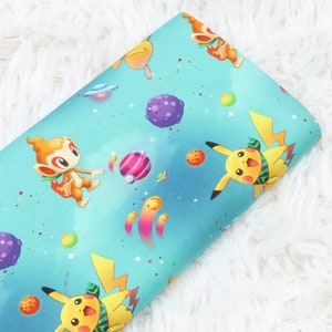 Słodka japońska tkanina, tkanina Pikachu, koreańska tkanina anime, 100% bawełniana tkanina, tkanina z kreskówek, tkanina Monster, szycie na 1/2 jarda