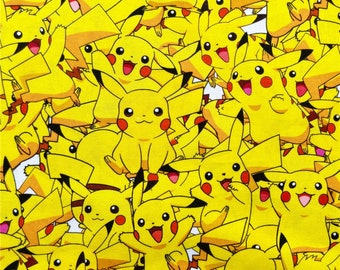 Cute Japanese Fabric, Pikachu Fabric, Korea Anime Fabric, 100% Cotton Fabric, Cartoon Fabric, Monster Fabric ,Sewing by the 1/2 yard