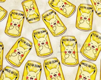 Cute Japanese Fabric, Pikachu Fabric, Korea Anime Fabric, 100% Cotton Fabric, Cartoon Fabric, Monster Fabric ,Sewing by the 1/2 yard