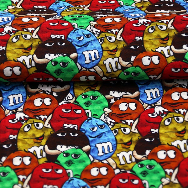 M&M's Fabric Food Fbaric Bubble Tea Fabric Candy Anime Cartoon Cotton Fabric By The Half Yard