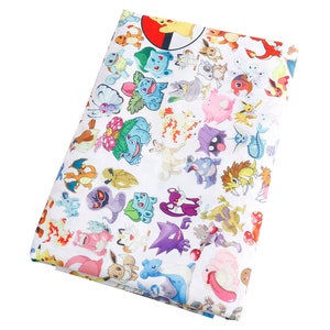 Cute Japanese Fabric, Pikachu Fabric, Polyester and Cotton fabric, 70% cotton, Monster Fabric ,Sewing by the 1/2 yard