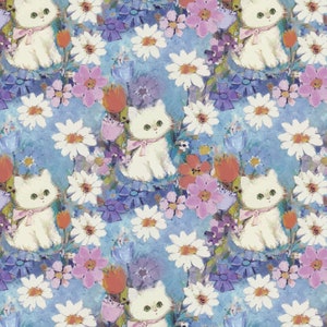 Sucata de tecido de algodão de gato, sobras de tecido kawaii, tecido de sucata de desenho animado, saco de sucata de tecido, pacote de sucata de tecido