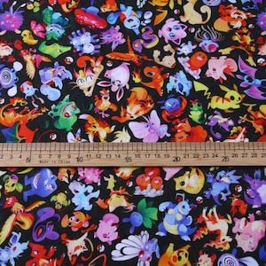 Cute Japanese Fabric, Pikachu Fabric, Korea Anime Fabric, 100% Cotton Fabric, Cartoon Fabric, Monster Fabric ,Sewing by the 1/2 yard