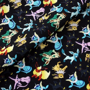 Słodka japońska tkanina, tkanina Pikachu, koreańska tkanina anime, 100% bawełniana tkanina, tkanina z kreskówek, tkanina Monster, szycie na 1/2 jarda