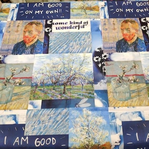 Sternennacht Van Gogh Stoff Cartoon 100% Ölgemälde Baumwollstoff Meterware