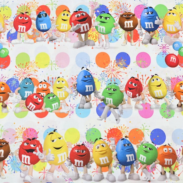 M&M's Fabric Food Fbaric Bubble Tea Fabric Candy Anime Cartoon Cotton Fabric By The Half Yard