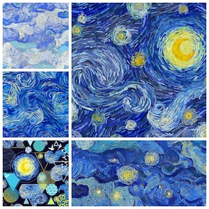 Sternennacht Van Gogh Stoff Cartoon 100% Ölgemälde Baumwollstoff Meterware