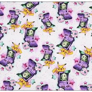 Cute Japanese Fabric, Pikachu Fabric, Korea Anime Fabric, 100% Cotton Fabric, Cartoon Fabric, Monster Fabric ,Sewing by the 1/2 yard