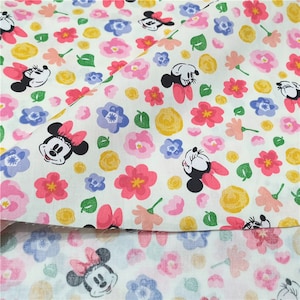 Tkanina bawełniana Disney 44" szeroka postać z kreskówki Myszka Miki i Minnie Tkanina bawełniana Disney Anime Cartoon na pół jarda