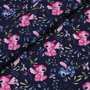 Tkanina Disney Characters Fabric Stitch Fabric - Tkanina Lilo & Stitch - Tkanina bawełniana z motywem kreskówek - TKANINY pikujące - Na pół jarda
