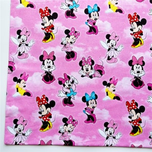Disney Cotton Fabric 44&quot; Wide Cartoon CharacterMickey Minnie Mouse Fabric Disney Anime Cartoon Cotton Fabric By The Half Yard