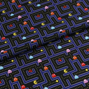 DIS COUNT!!! Classic Game Fabric 80’s Arcade Game Fabric Retro Games Fabric Cotton Fabric By The Half Yard. 55 Inch Width