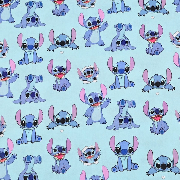Disney Characters Fabric Stitch Fabric - Lilo & Stitch Fabric - Cartoon Cotton Fabric - Quilting FABRICS - By the Half Yard