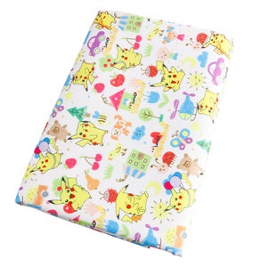 Cute Japanese Fabric, Pikachu Fabric, Polyester and Cotton fabric, 70% cotton, Monster Fabric ,Sewing by the 1/2 yard