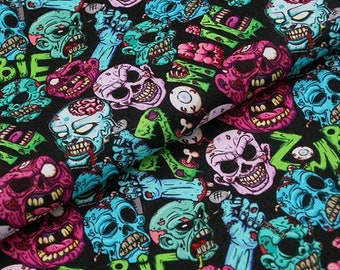 Halloween Fabric, Gothic Fabric, Jason Fabric, Freddy Fabric, Chucky Fabric, Cartoon Fabric, Cotton Fabric by the half yard Movie Fabric
