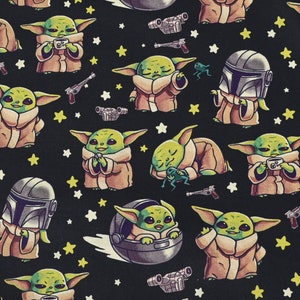 Tessuto Baby Yoda / Tessuto Star Wars Mandalorian The Child Tessuto / Tessuto Grogu / Tessuto Cartoon / Tessuto 100% cotone / By The Half Yard