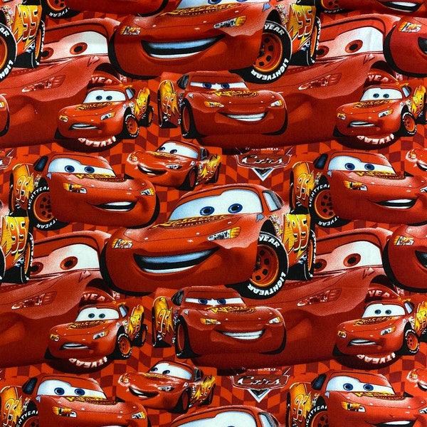 Tissu Disney, tissu de voitures : tissu de voitures Lightning McQueen tissu Lightning McQueen tissu tissu 100 % coton