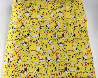 Cute Japanese Fabric, Pikachu Fabric, Polyester and Cotton fabric, 70% cotton, Monster Fabric ,Sewing by the 1/2 yard