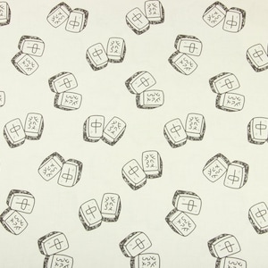 May include: A white background with a repeating pattern of black and white Chinese dominoes. Each domino has the Chinese character for "middle" on one side and a number on the other side.